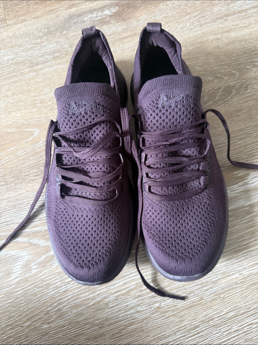 APL Knit Lace-Up Sneakers in Plum